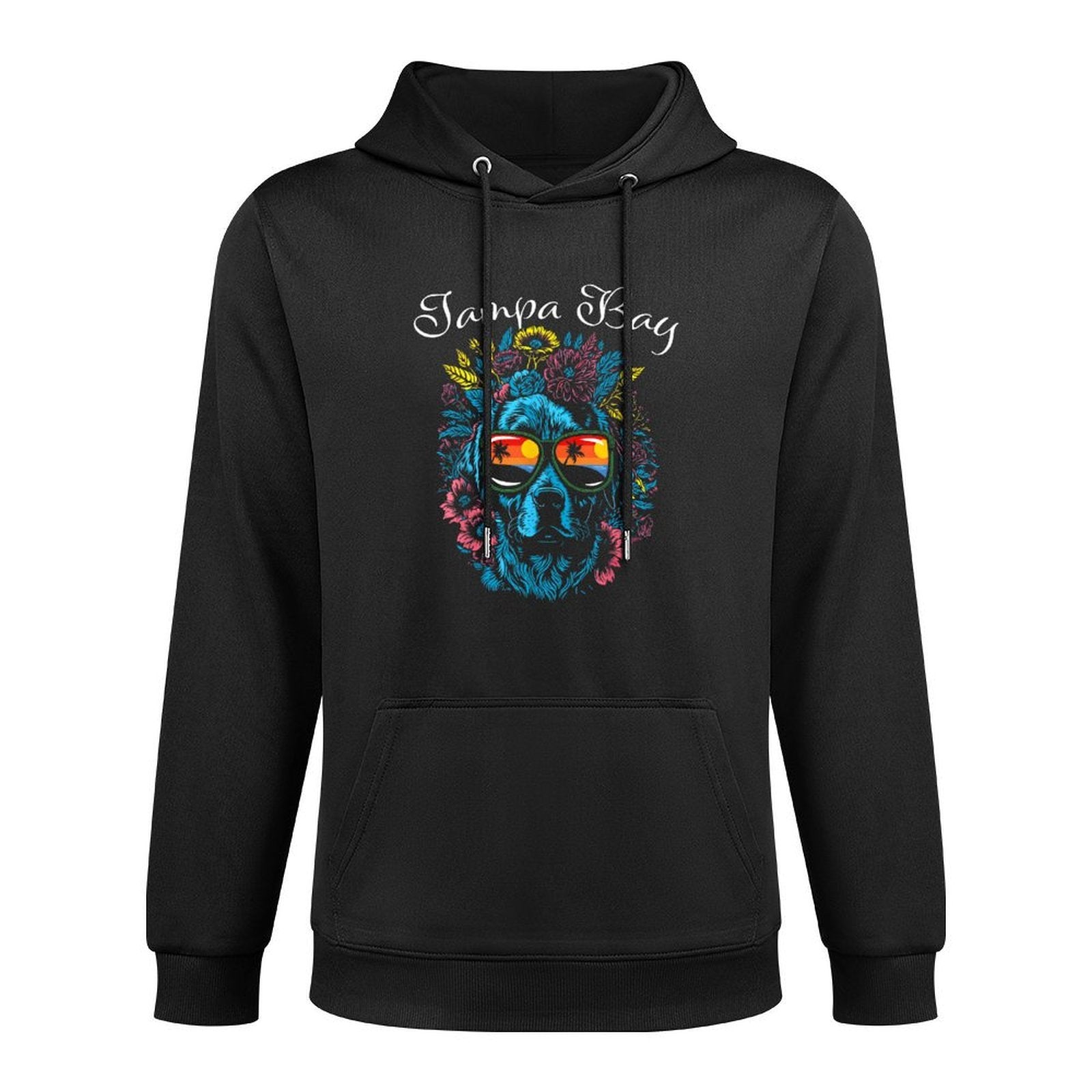 Tampa Bay FL Dog Wearing Sunglasses Abstract Design All-Day Comfort Hoodie
