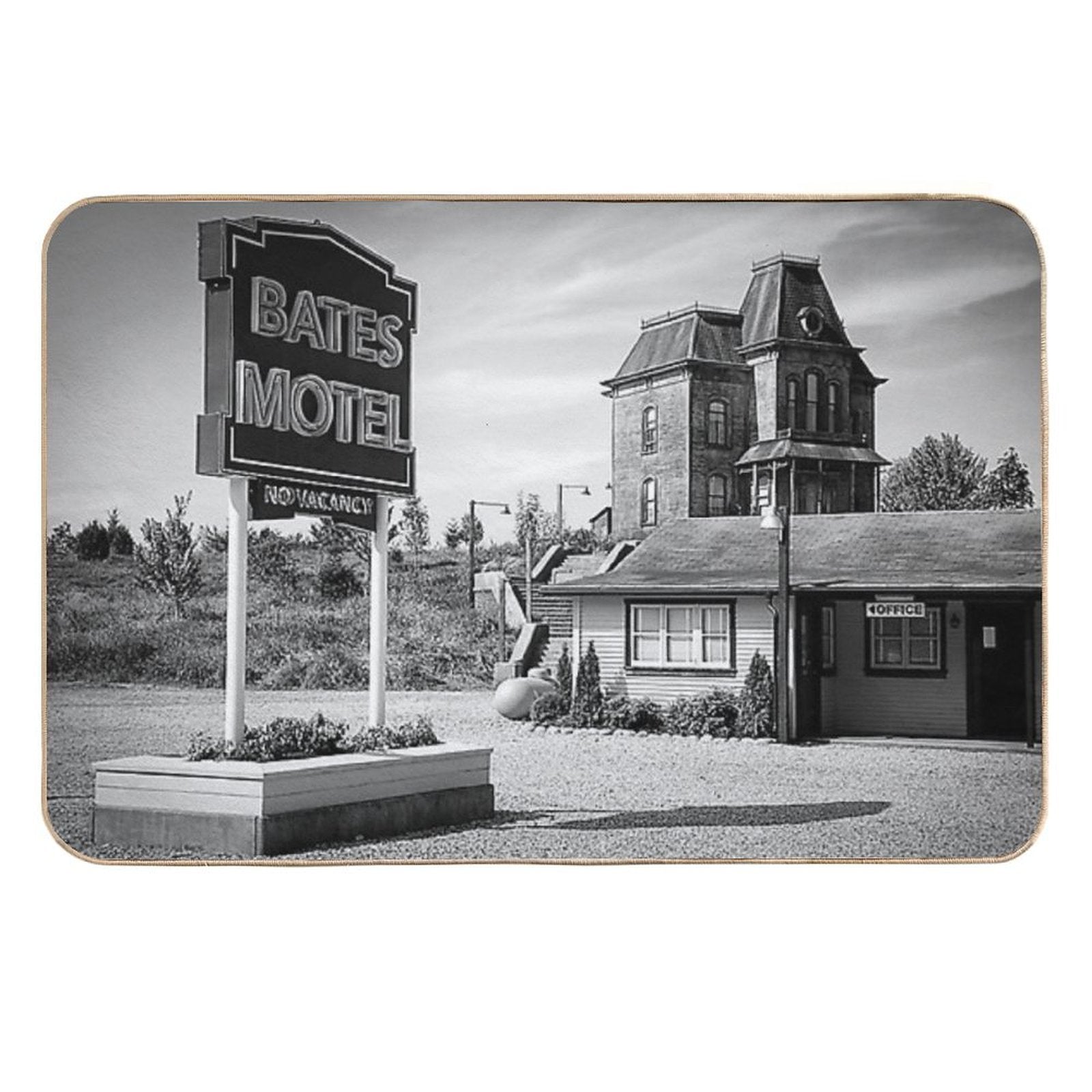 Motel Spooky Psycho Norman Vintage Antique Still Print  Anti-Trip Bath Mat