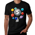 Kids 5th Birthday Astronaut Balloon Planet 5 Year Old Boy  Slim-fit Cut T-Shirt