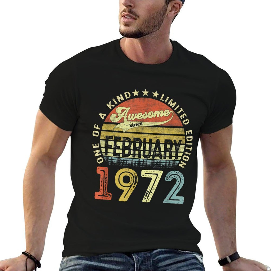 50 Year Old 50th Birthday Gifts Awesome Since February 1972  Heathered Texture T-Shirt