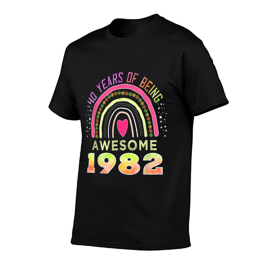 40 Years of Being Awesome Since 1982 - 40th Birthday  Rolled Sleeves T-Shirt
