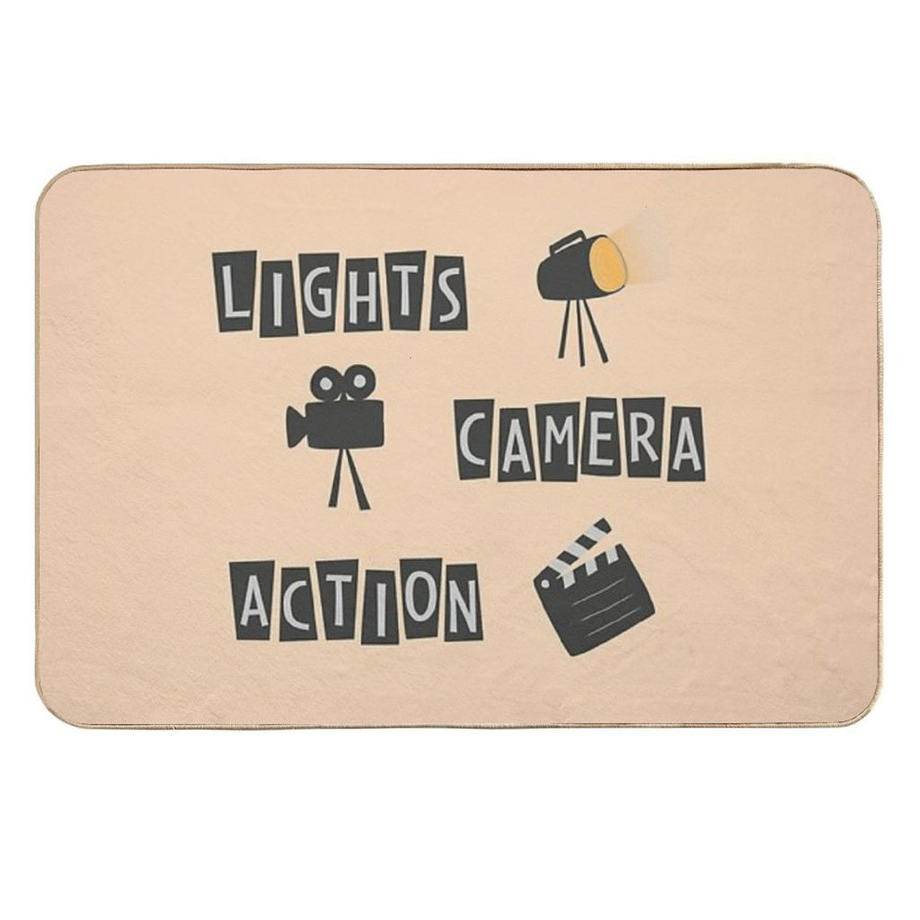 Lights Camera Action! Old Hollywood Movie  Easy To Clean Bath Mat