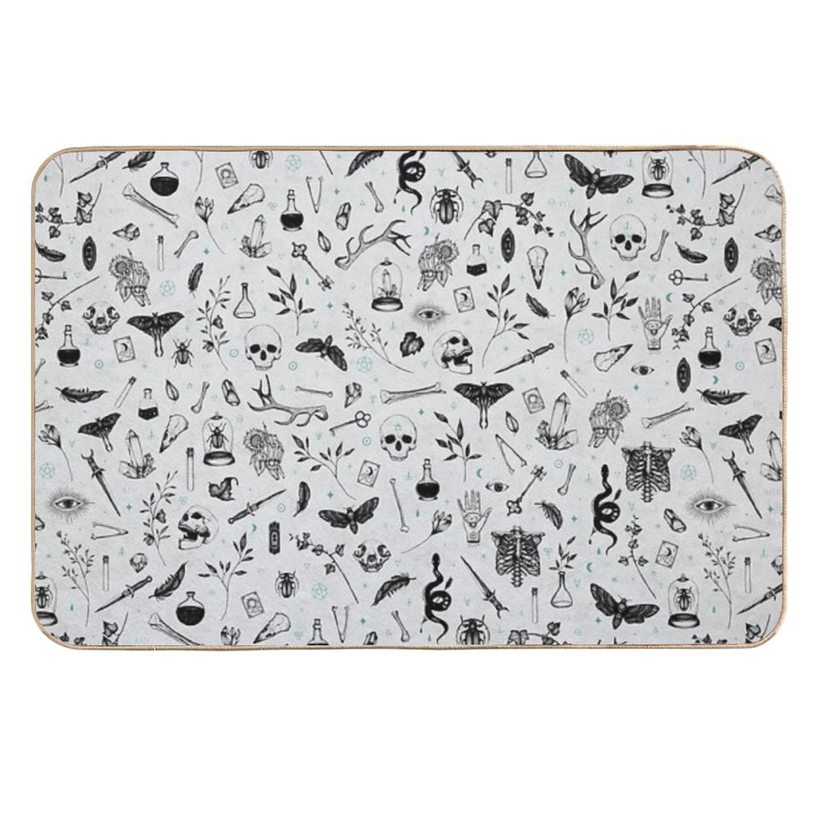 Black And Grey Witchy Pattern Durable Bath Mat