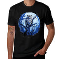 Twilight Blue Impressionist Owl on Skeletal Tree Raglan Baseball  Eco-friendly Material T-Shirt