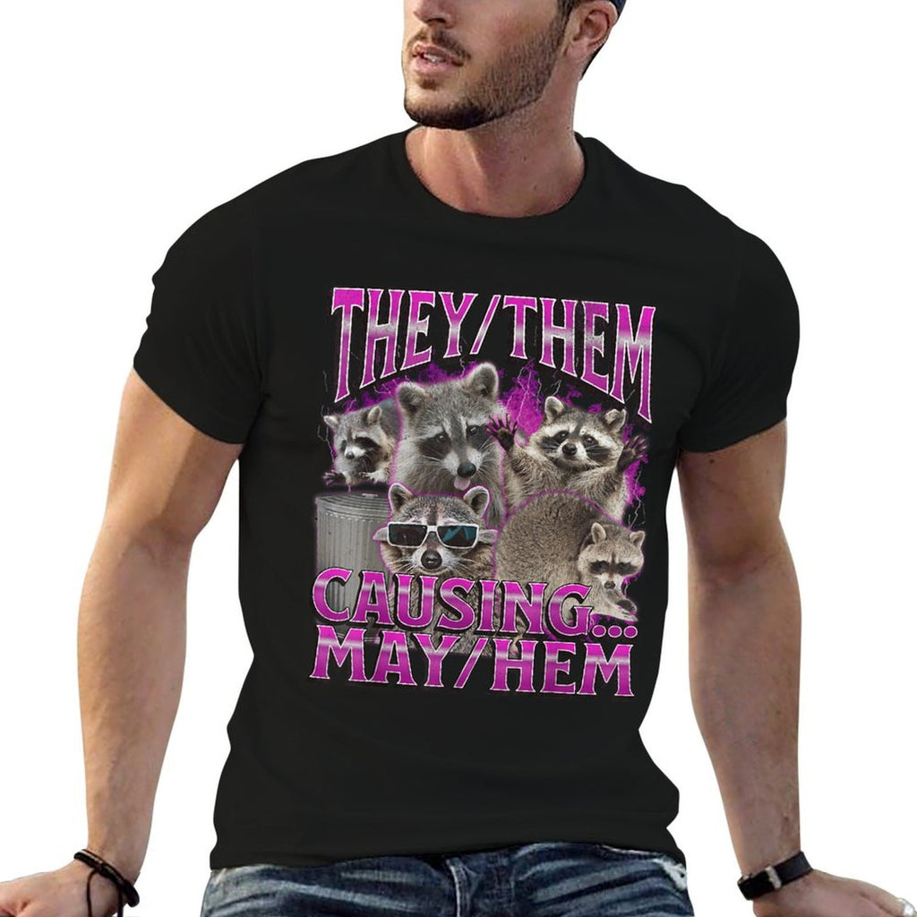 They Them Mayhem Funny Raccoon Meme Bootleg Graphic 90s  Classic T-Shirt