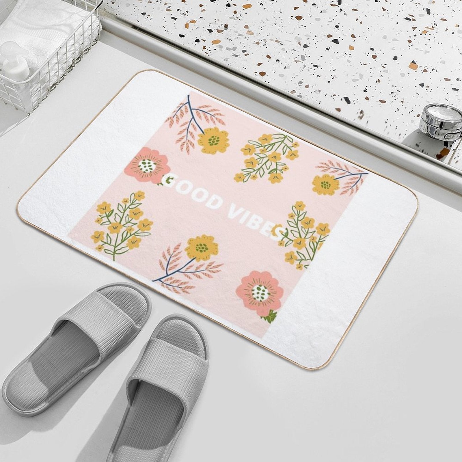 Pink Good Vibes  High-Traffic Bath Mat
