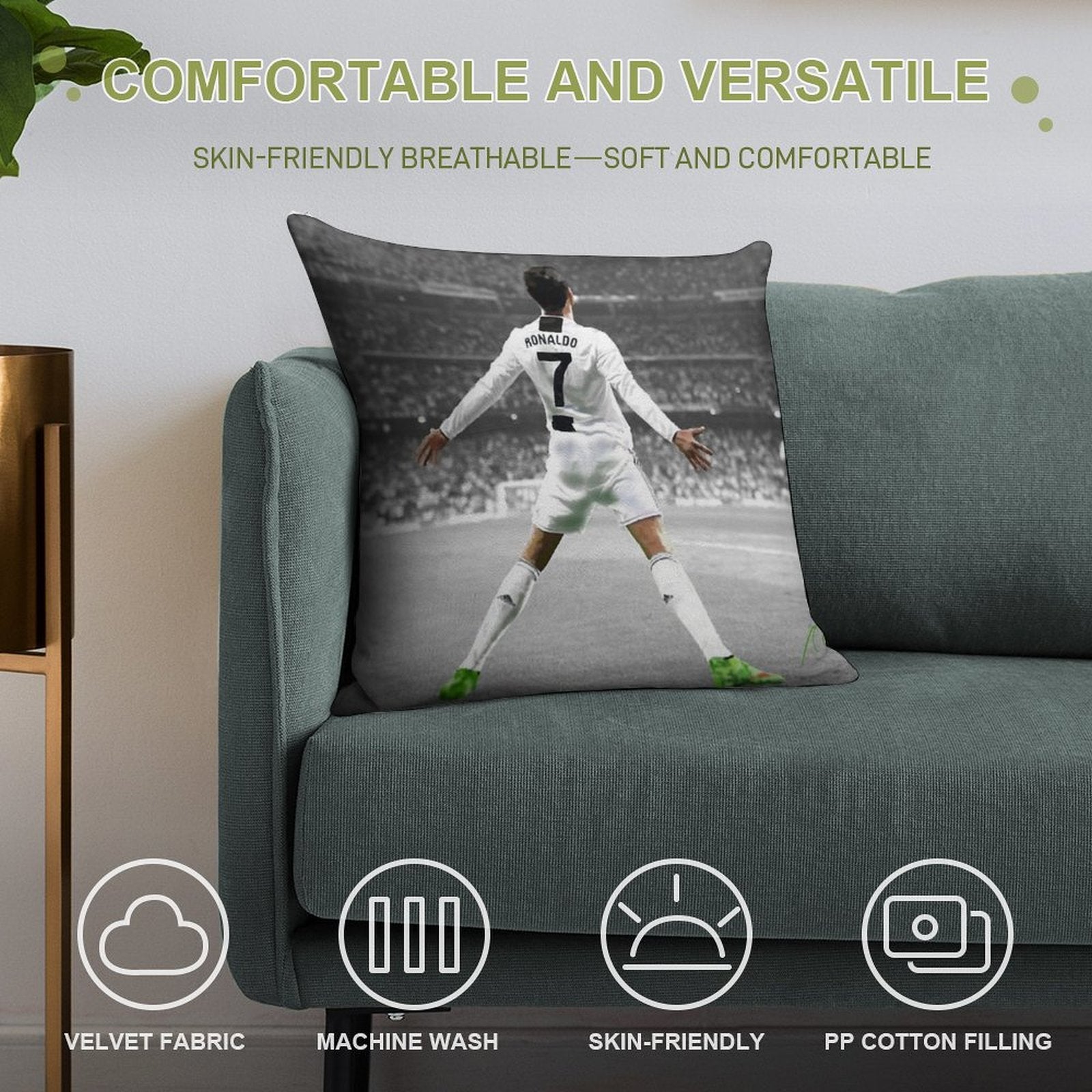 Cristiano Ronaldo Soft Gift Ready Throw Pillow