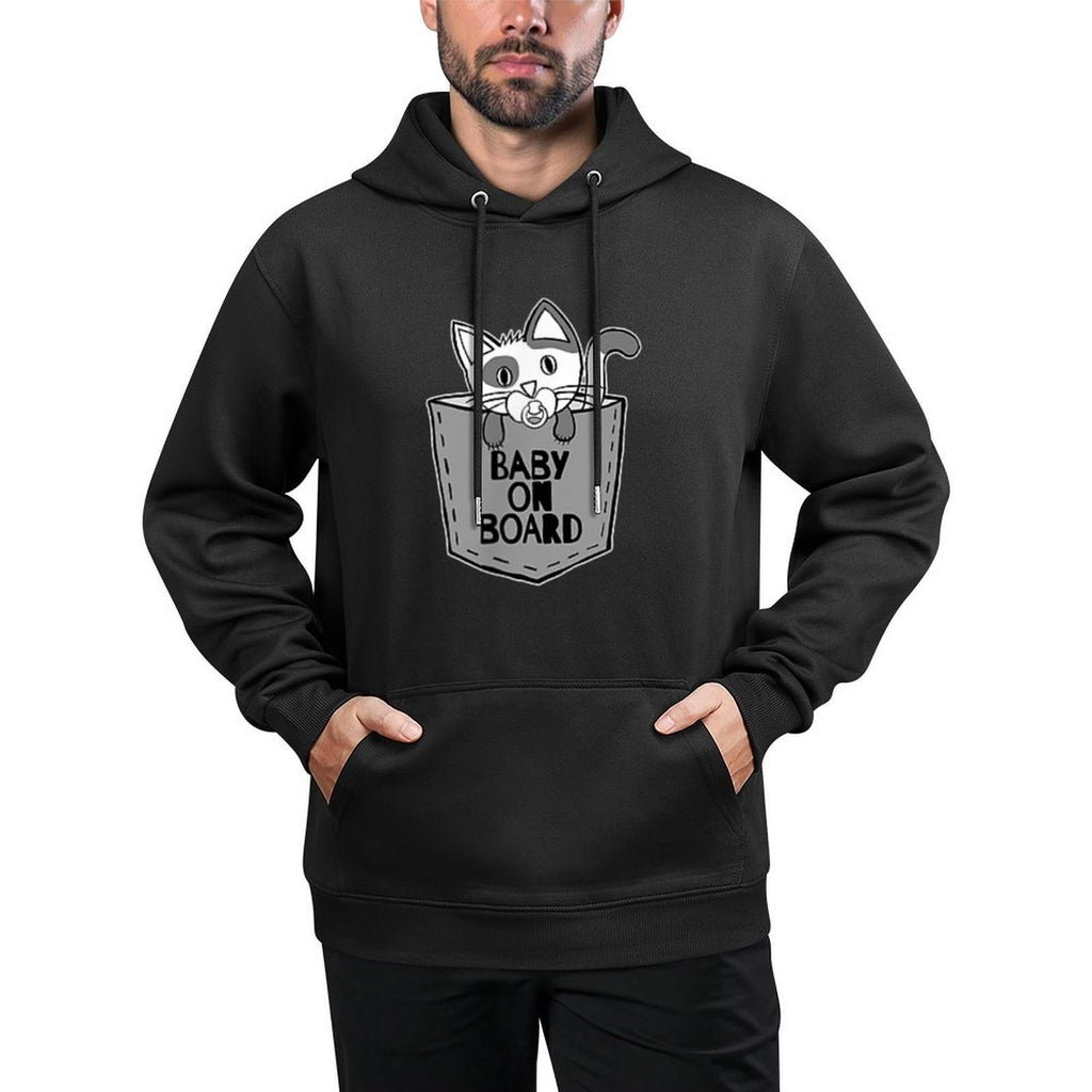 Cute Stray Cat Baby on Board Cat Pocket for Cat Lovers Moisture-Wicking Hoodie