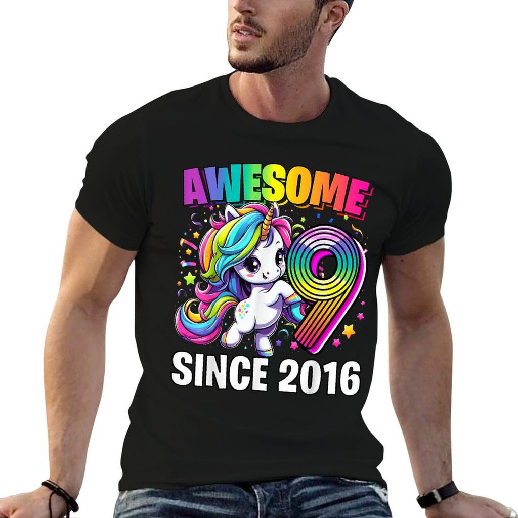 Unicorn 9th Birthday 9 Year Old Unicorn Party Girls Outfit  Moisture-wicking T-Shirt