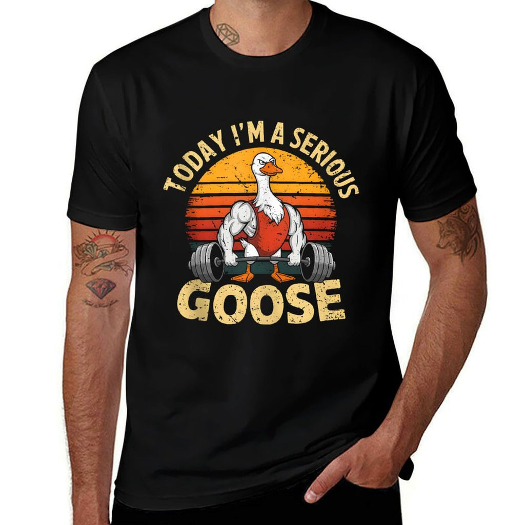 Today Im A Serious Goose Funny Gym Weightlifting Fitness  Heathered Texture T-Shirt