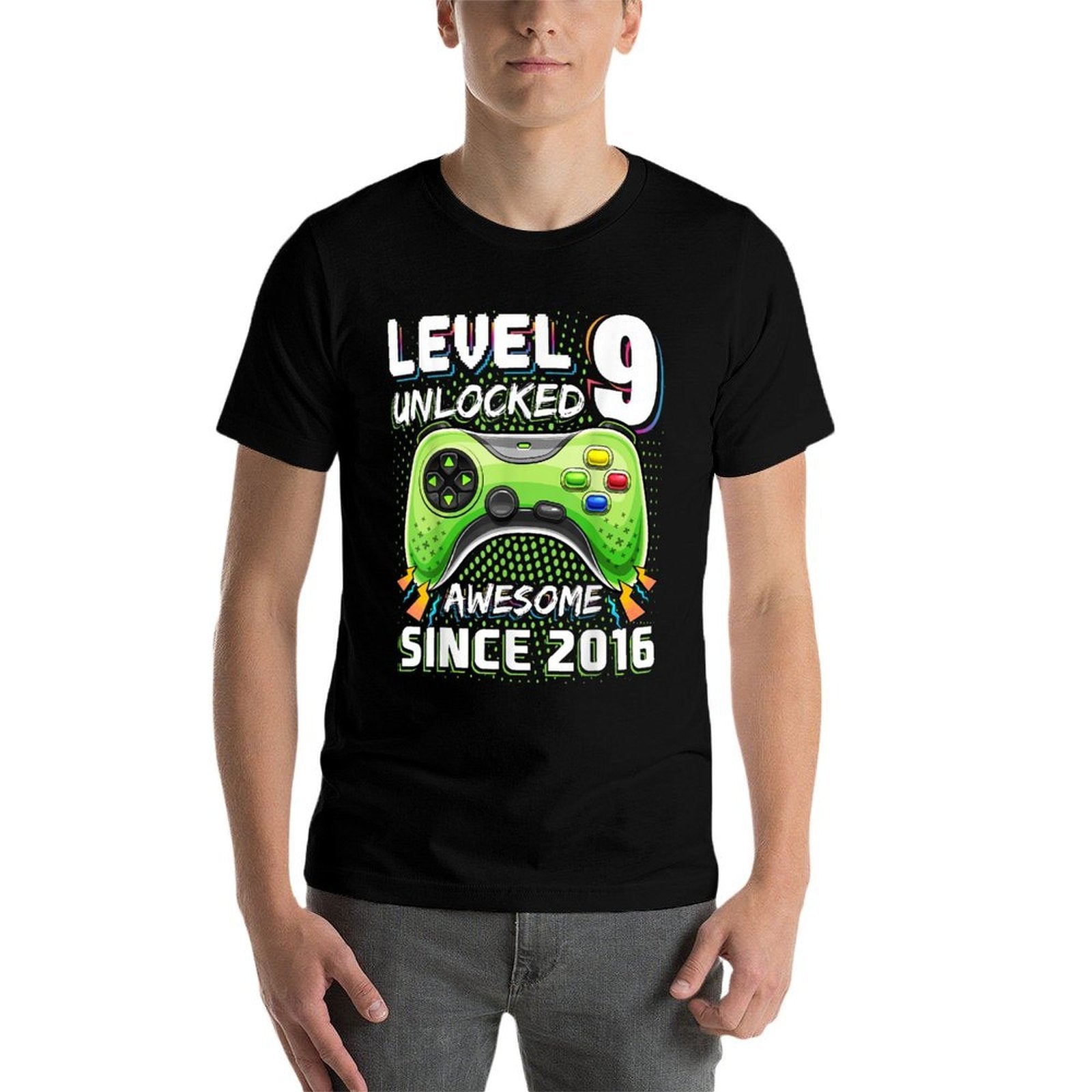 9th Birthday Boy Level 9 Gamer 9 Year Video Game Party  Tagless Design T-Shirt