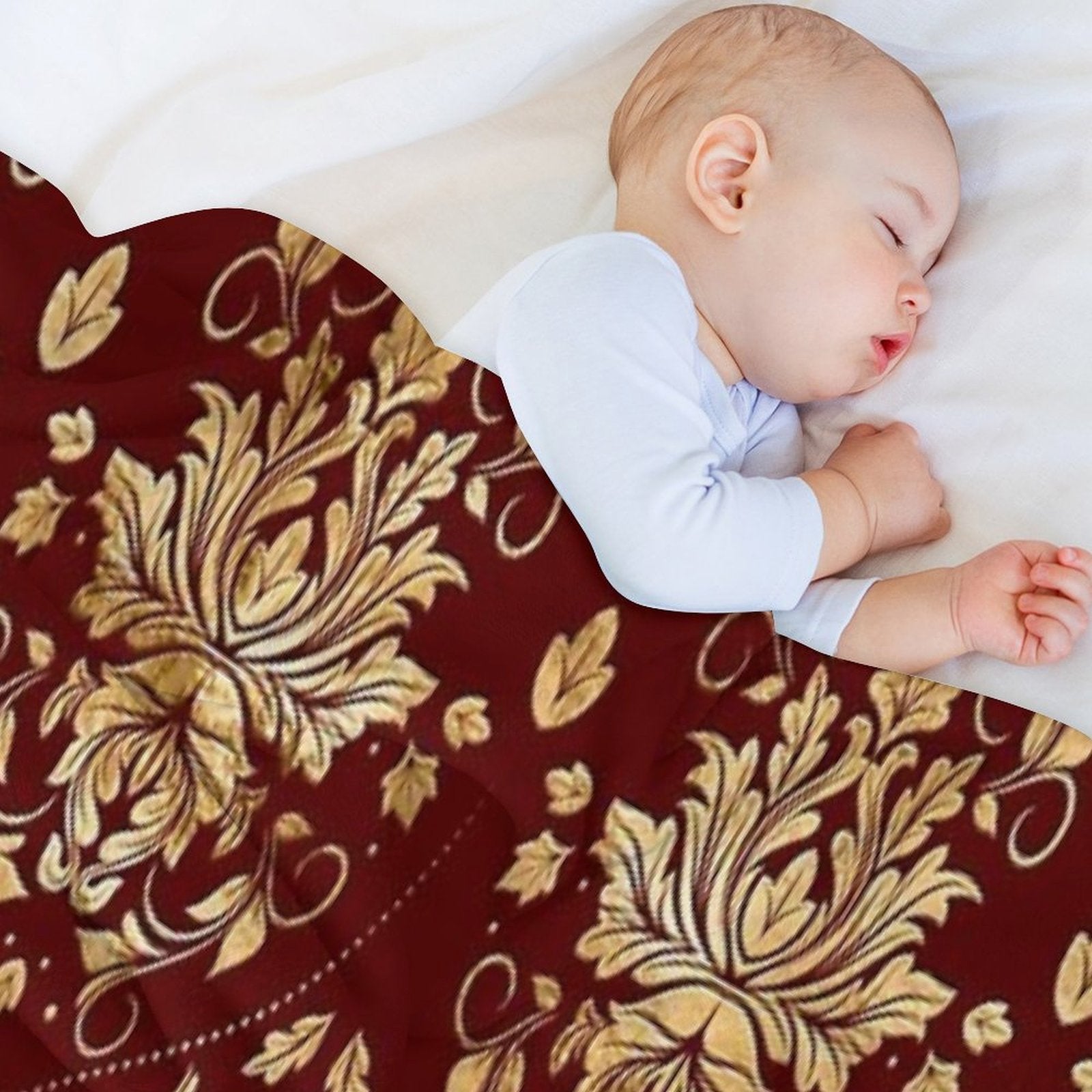 Oriental Vintage Damask Pattern - Red And Gold Eco-conscious Throw Blanket