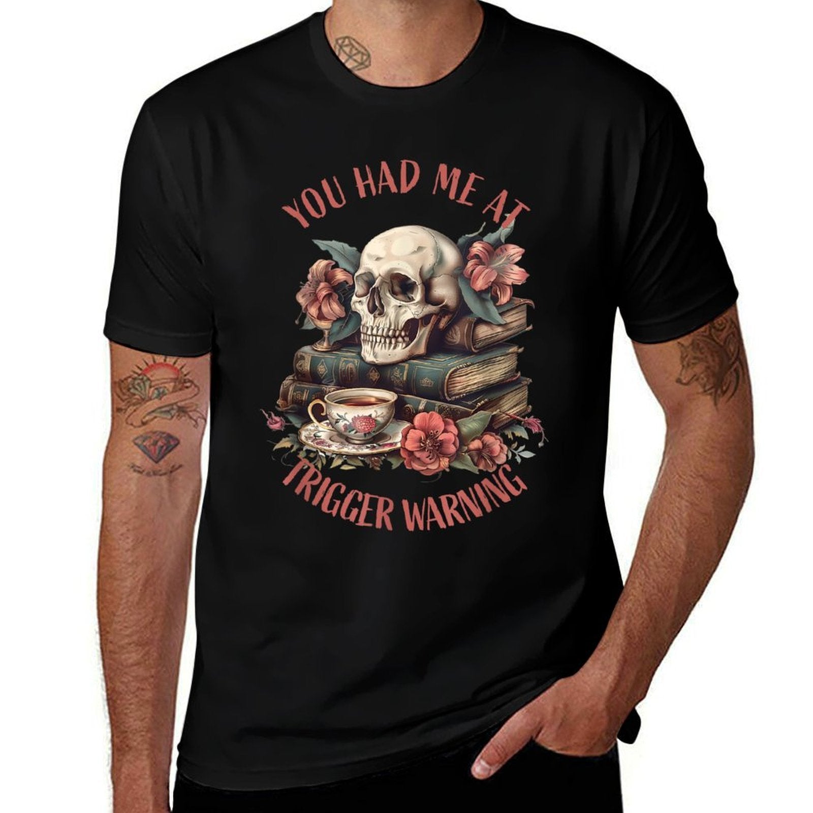 You Had Me At Trigger Warning Dark Romance Smutt Book Reader  Tagless Design T-Shirt