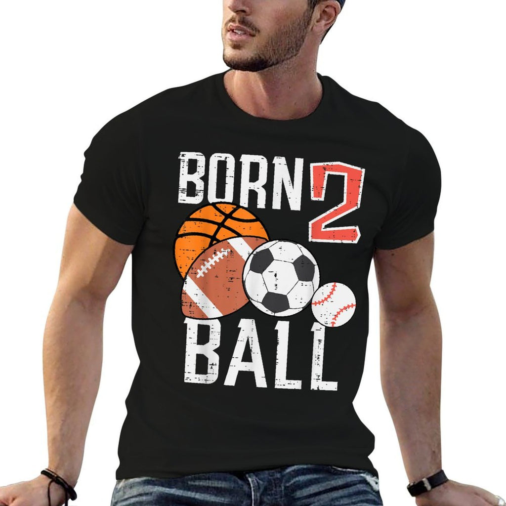 Born Basketball Football 2nd Birthday Toddler Boy Kid  Breathable T-Shirt