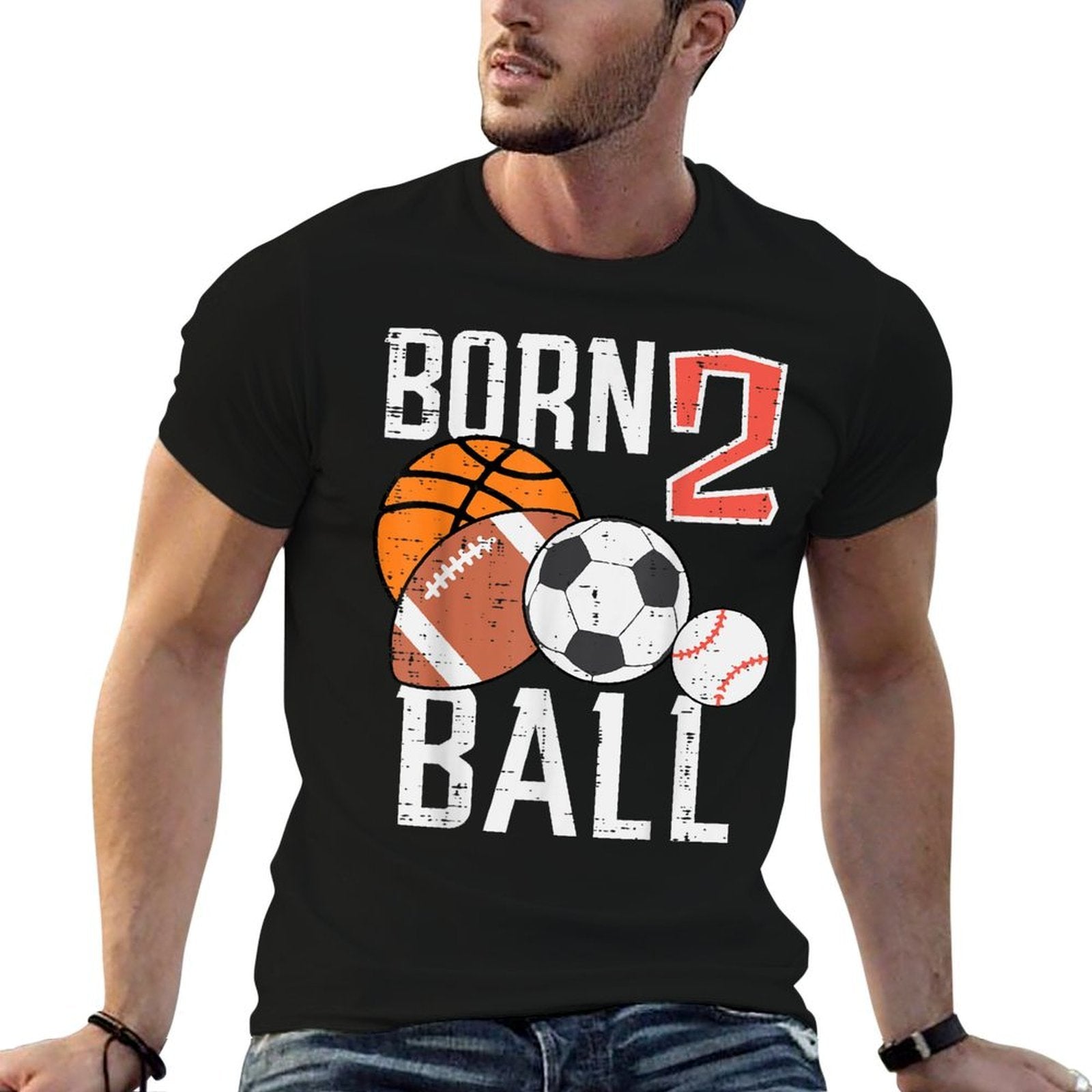 Born Basketball Football 2nd Birthday Toddler Boy Kid  Breathable T-Shirt