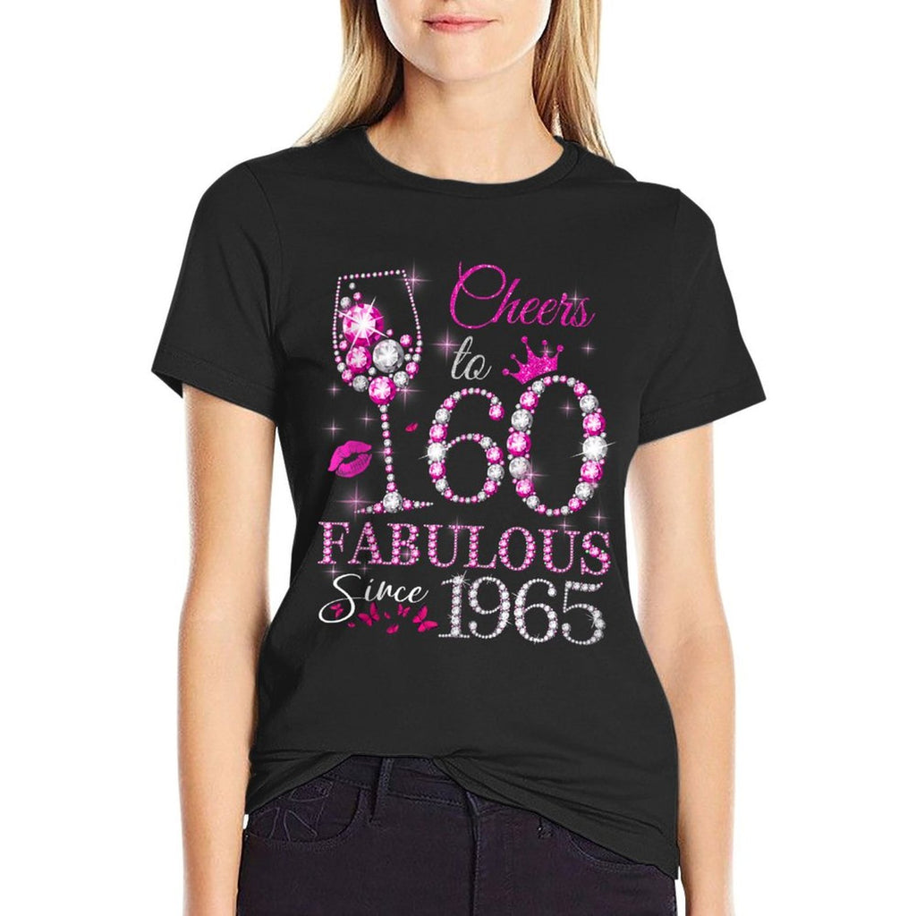 Womens Cheers to 60 Years Old EST 1965 60th Birthday Queen  Quick-drying T-Shirt