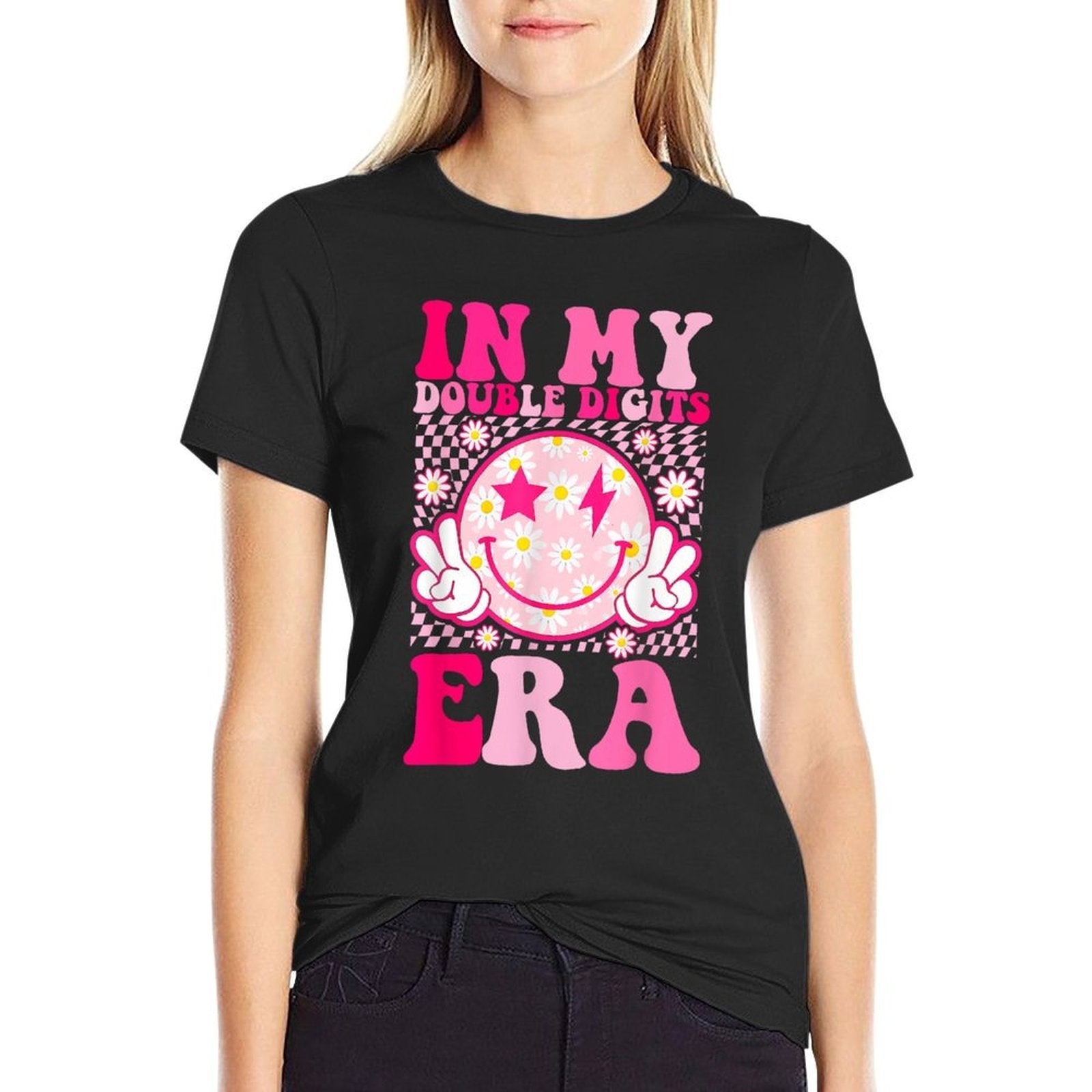 Birthday Happy Face For Women Girls In My Double Digits Era  Moisture-wicking T-Shirt