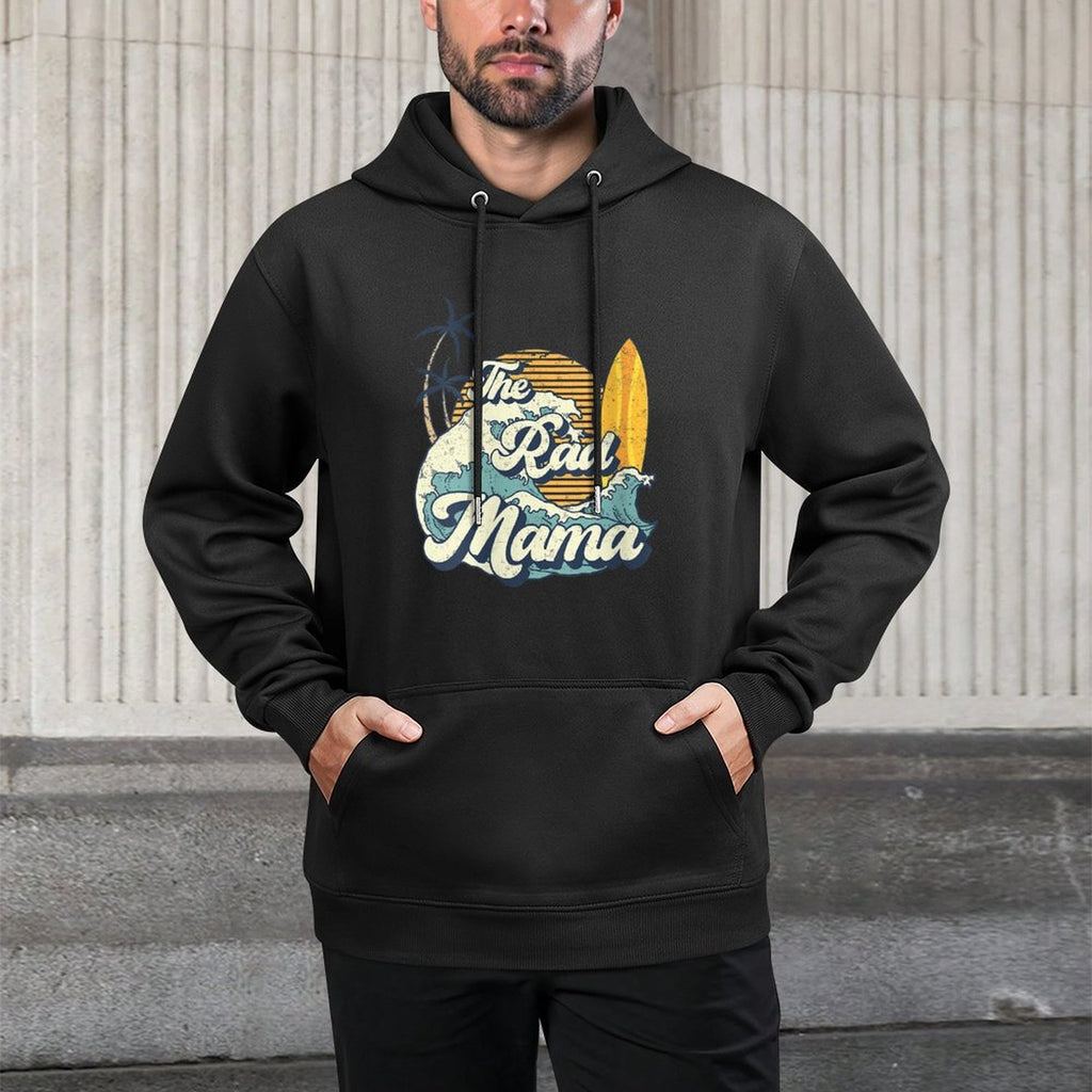 Womens The Rad Mama Big One Surf Birthday Decorations For Mom Mommy Medium-Weight Fabric Hoodie
