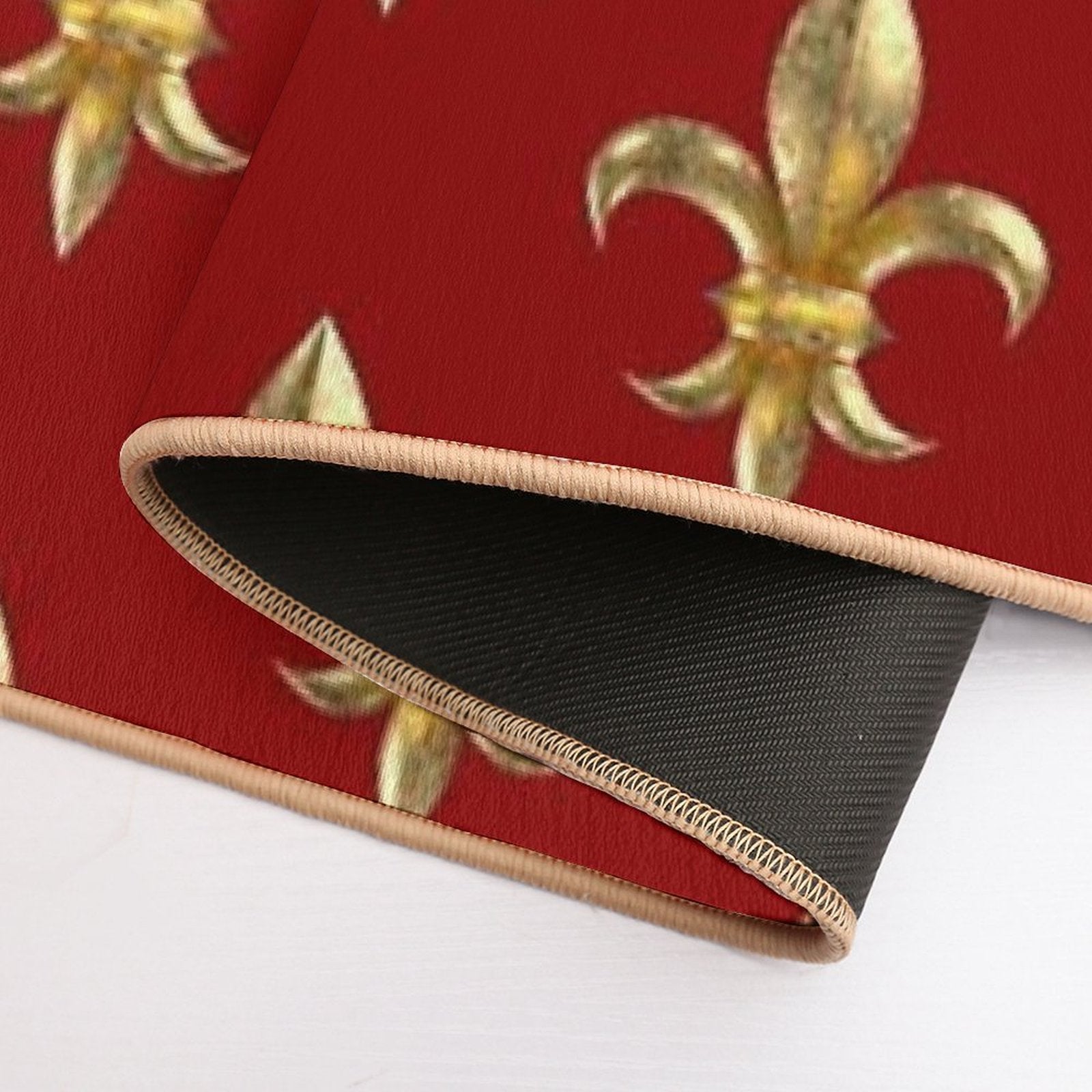 Fleur De Lys  Fleur De Lis 3D Gold Look Pattern, Small Corroded Durable Bath Mat