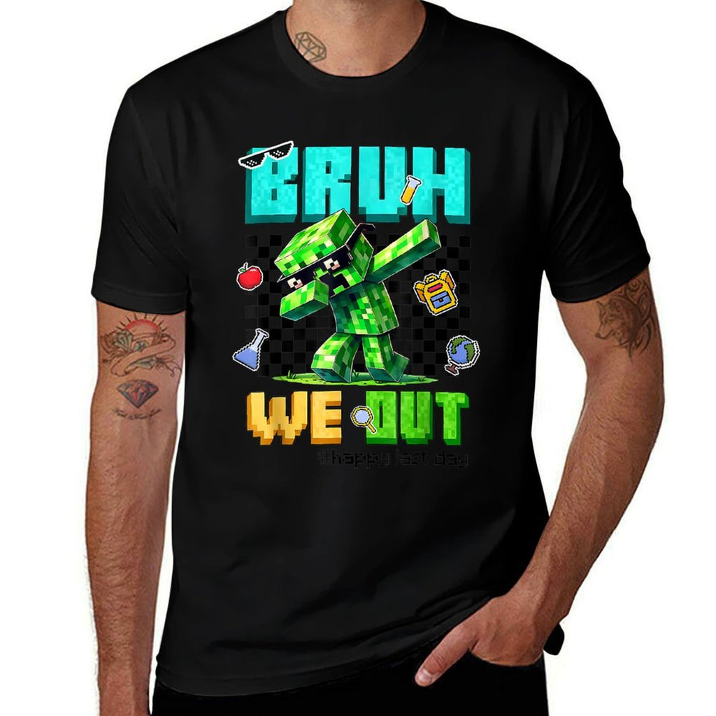Bruh We Out Teachers Appreciation Last Day of School Gamer  Heathered Texture T-Shirt