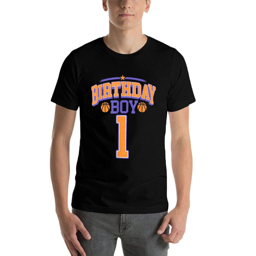 1st Birthday Boy Basketball Lover 1 Year Old Bday  Oversized Silhouette T-Shirt