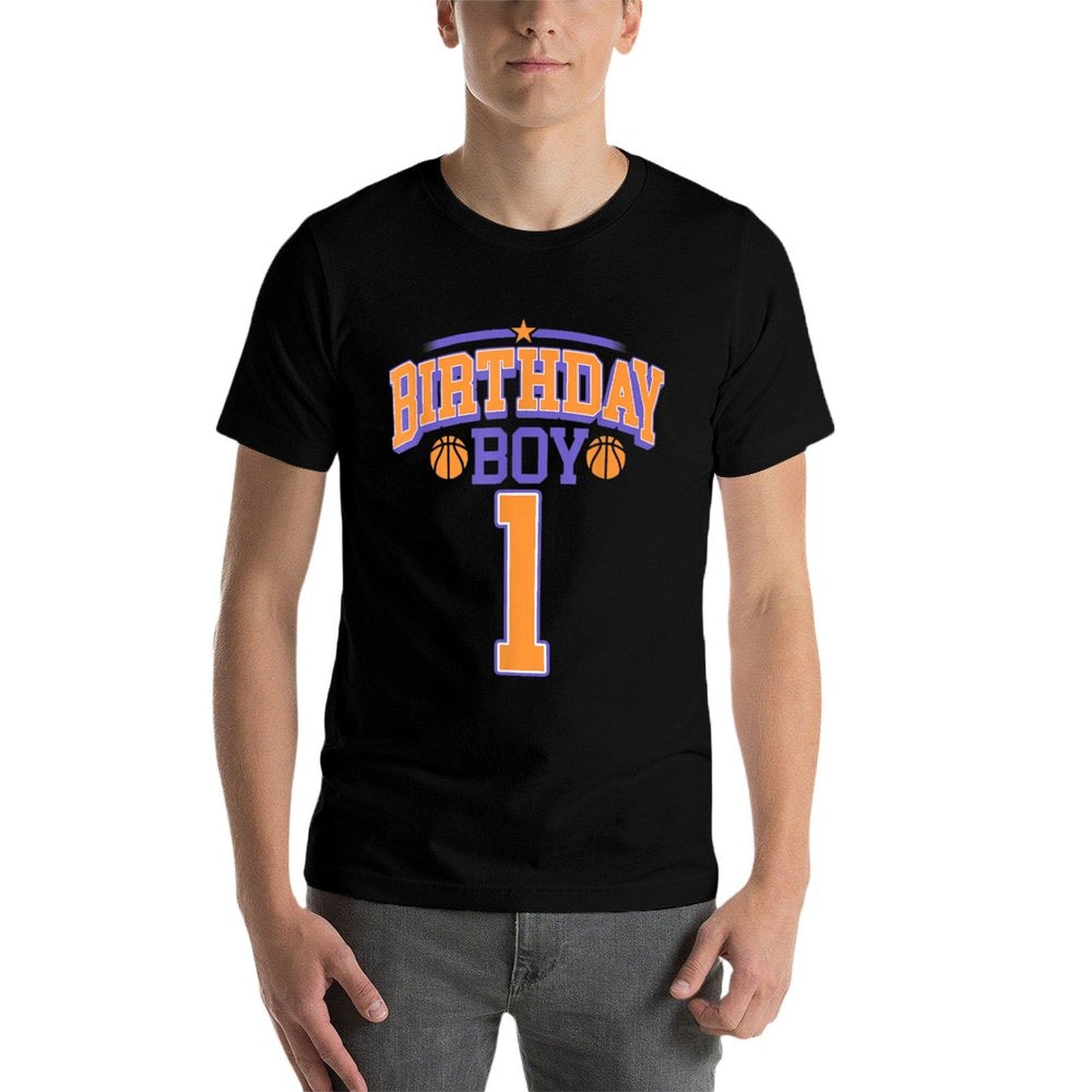 1st Birthday Boy Basketball Lover 1 Year Old Bday  Oversized Silhouette T-Shirt