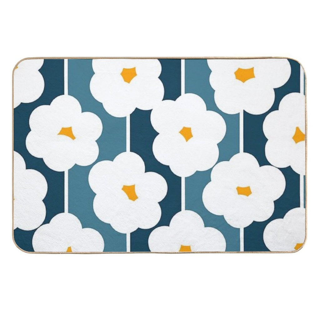 Joyful Abstract Floral Daisies Pattern  Toxin-Free Bath Mat