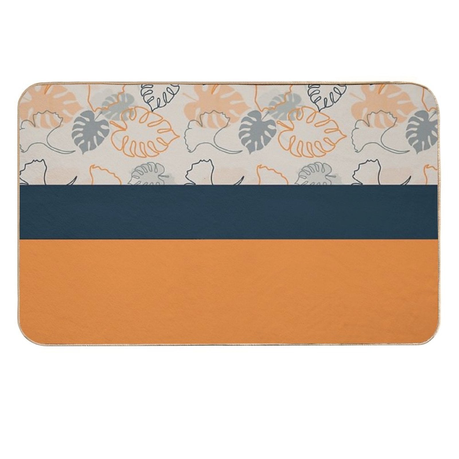Autumn Leaves Are Dark Blue, Gray And Dark Yellow .  Fade-Resistant Bath Mat