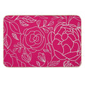 Elegant Floral Outline Pattern Red Background  Rapid-Drying Bath Mat