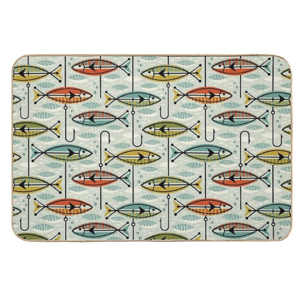 Retro Color Block Fish  Multi-Purpose Bath Mat