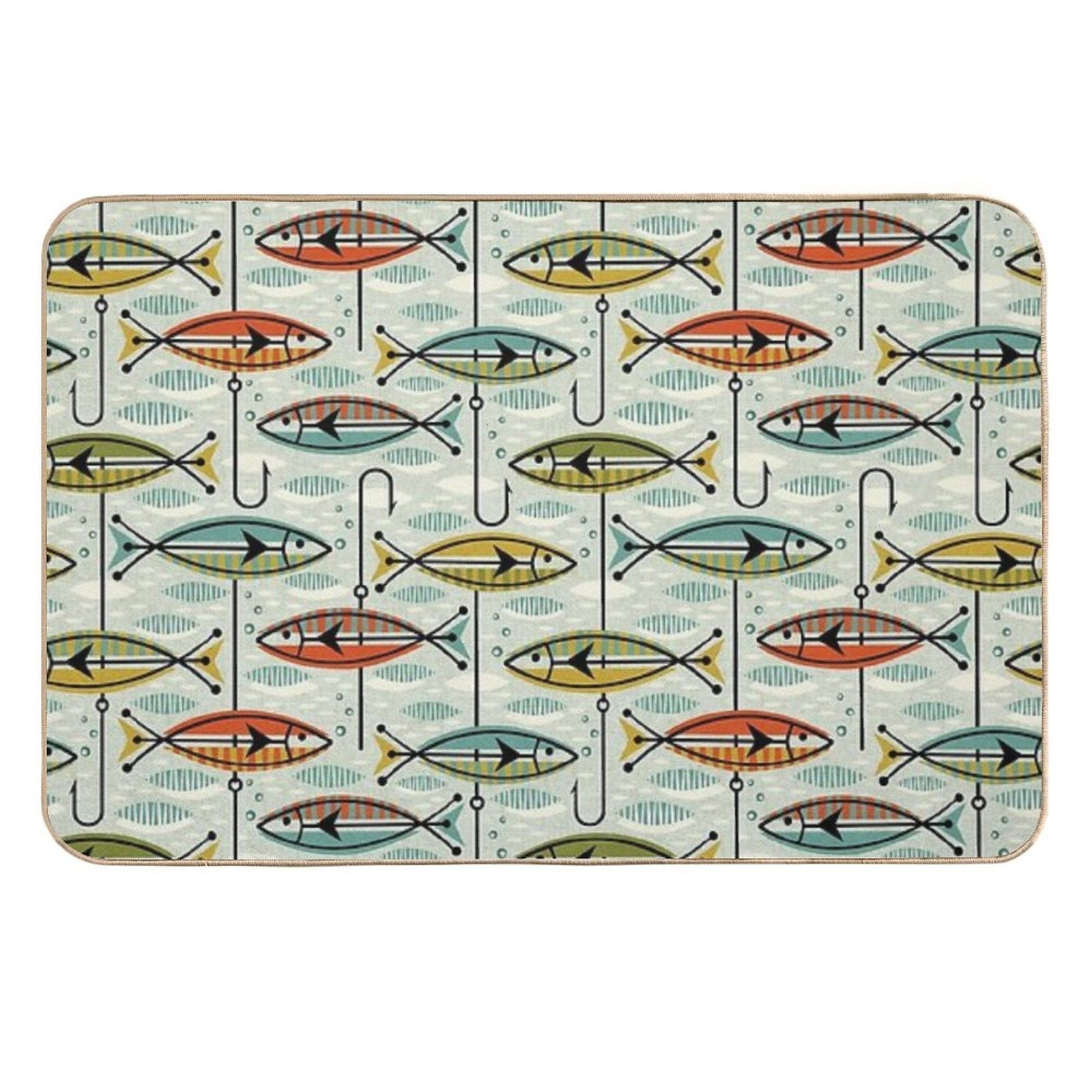 Retro Color Block Fish  Multi-Purpose Bath Mat