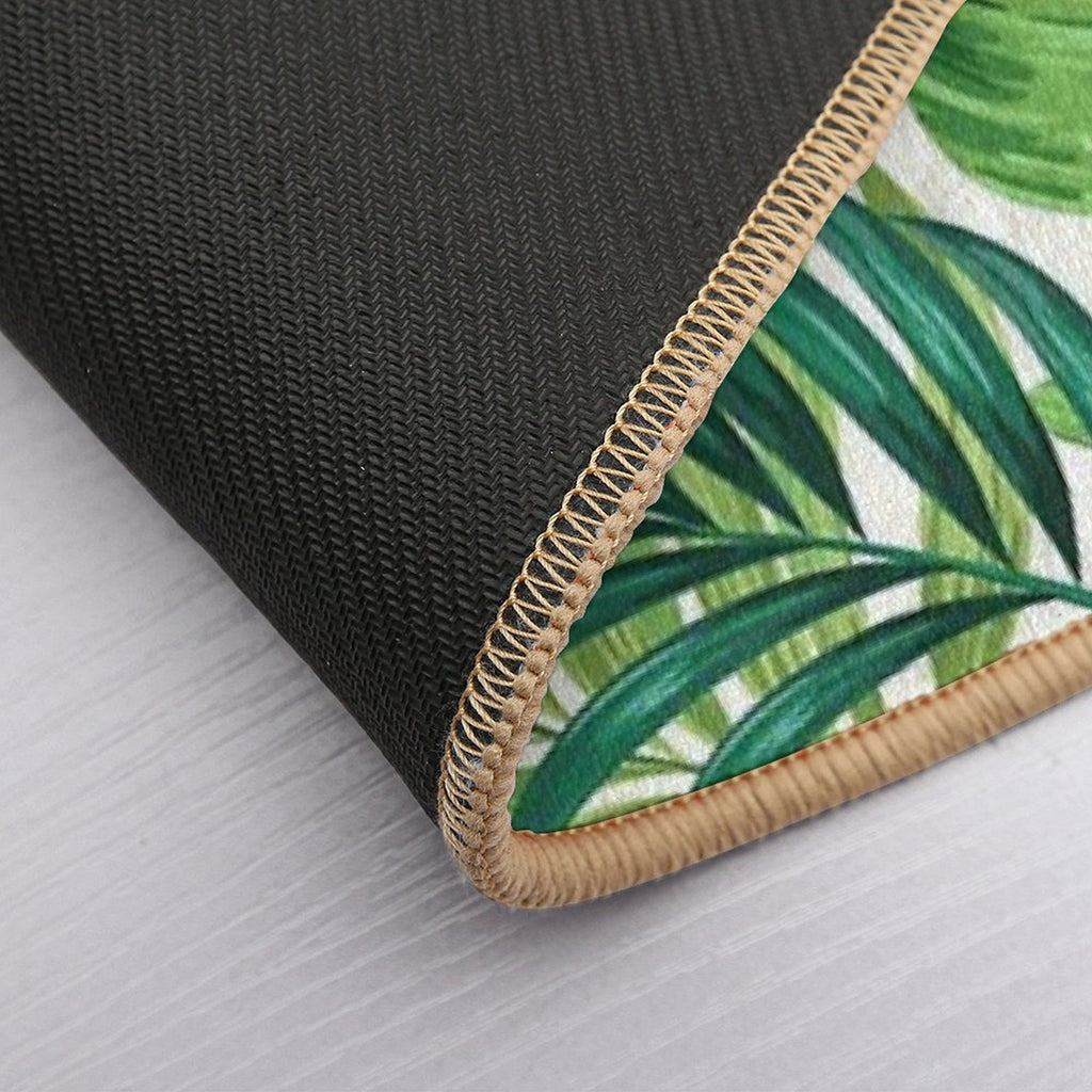 Green Tropical Leaves  High-Traffic Bath Mat