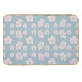 Mid Century Modern Flowers & Leaves, Cute Retro Pattern, Sky Blue  Dirt-Trapping Bath Mat