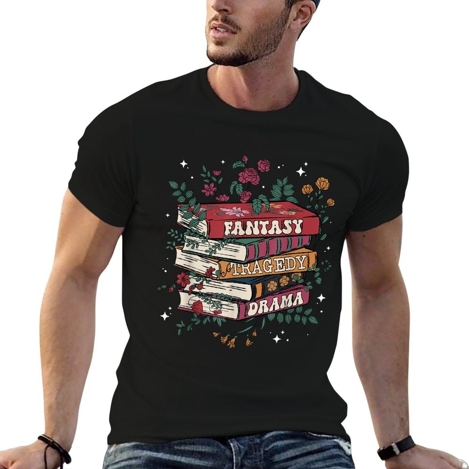 Retro Floral Subtle Book Fantasy Drama Tragedy  Affordable Price T-Shirt