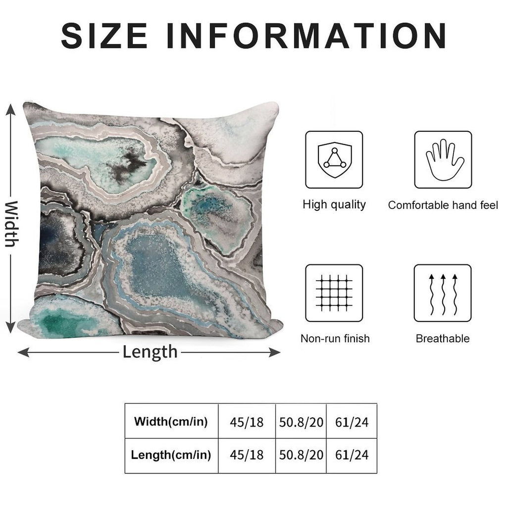 Ode To Geode - BlueTeal Soft Durable Construction Throw Pillow