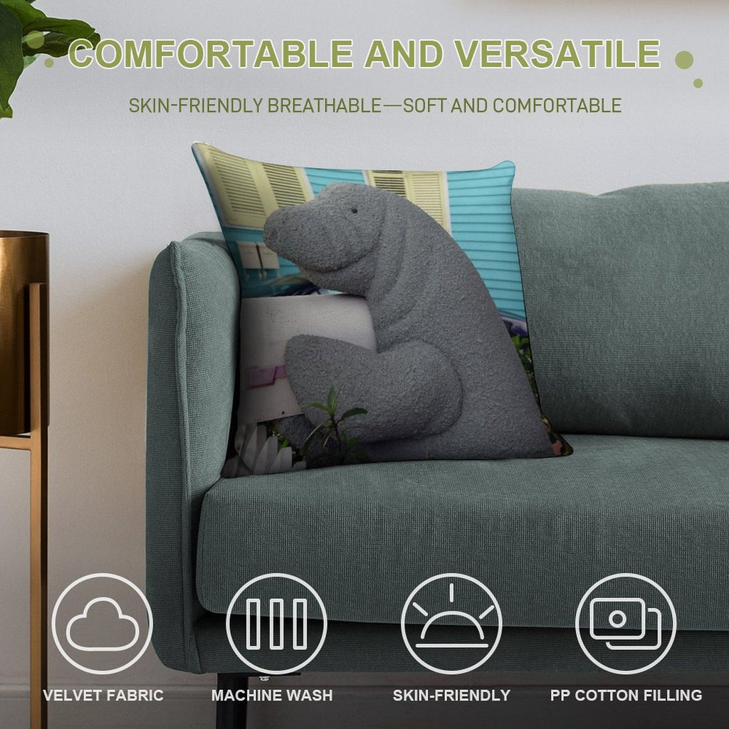 Manatee Mailbox Soft Shrink-Resistant Throw Pillow