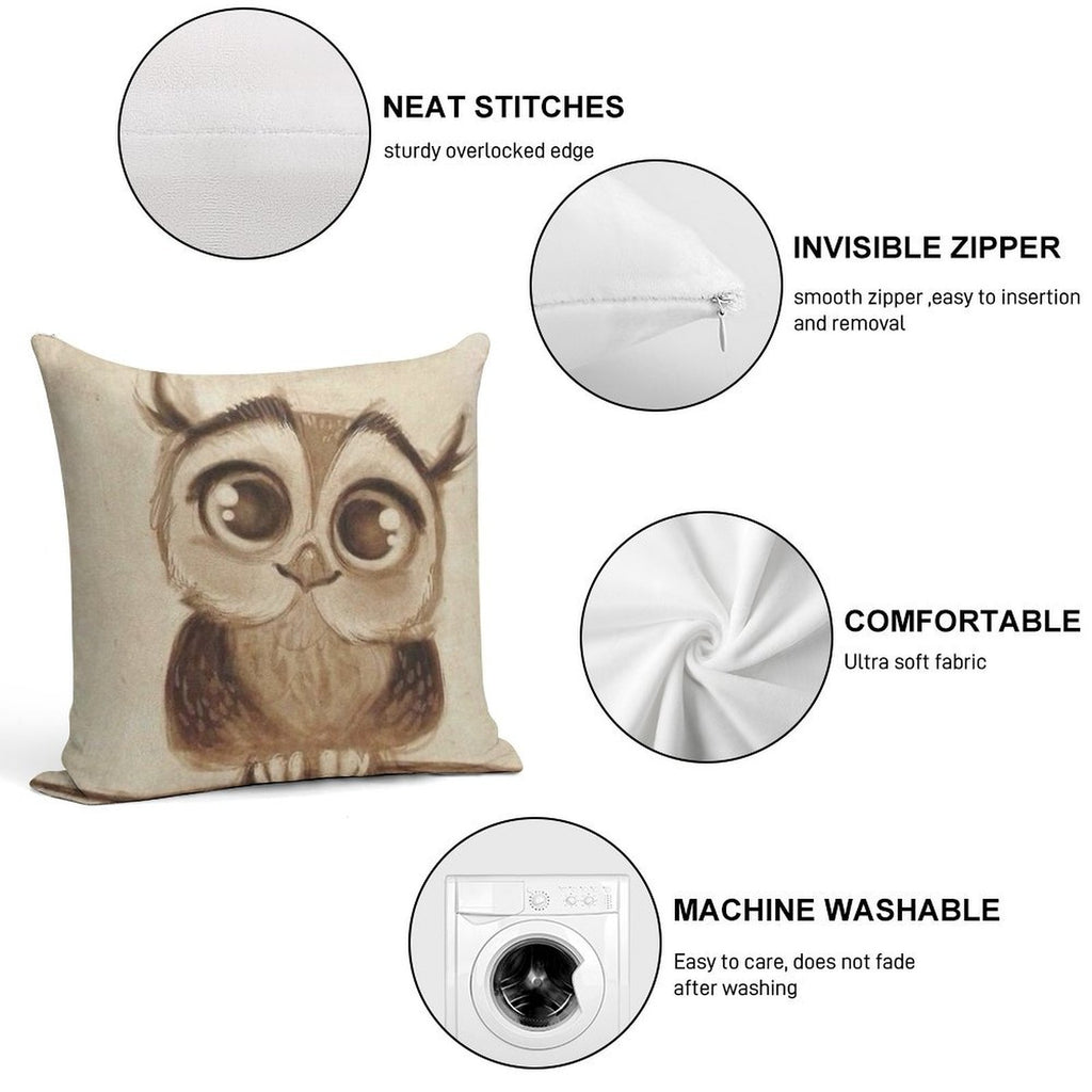 Cute Owl Soft Shrink-Resistant Throw Pillow