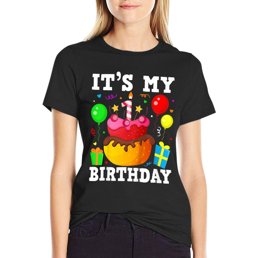 Kids 1st Birthday Four 1yr Happy Birthday Girl & Boy 1 Years Old  Moisture-wicking T-Shirt