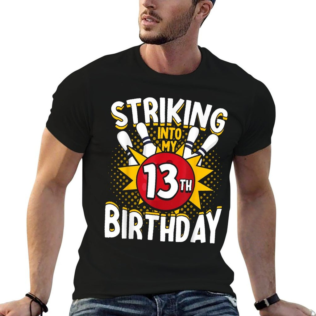 13th Birthday Bowling Theme Striking Into Birthday Kid Boys  Moisture-wicking T-Shirt