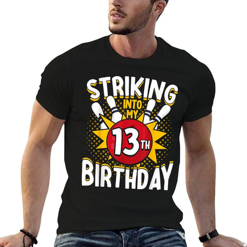 13th Birthday Bowling Theme Striking Into Birthday Kid Boys  Moisture-wicking T-Shirt