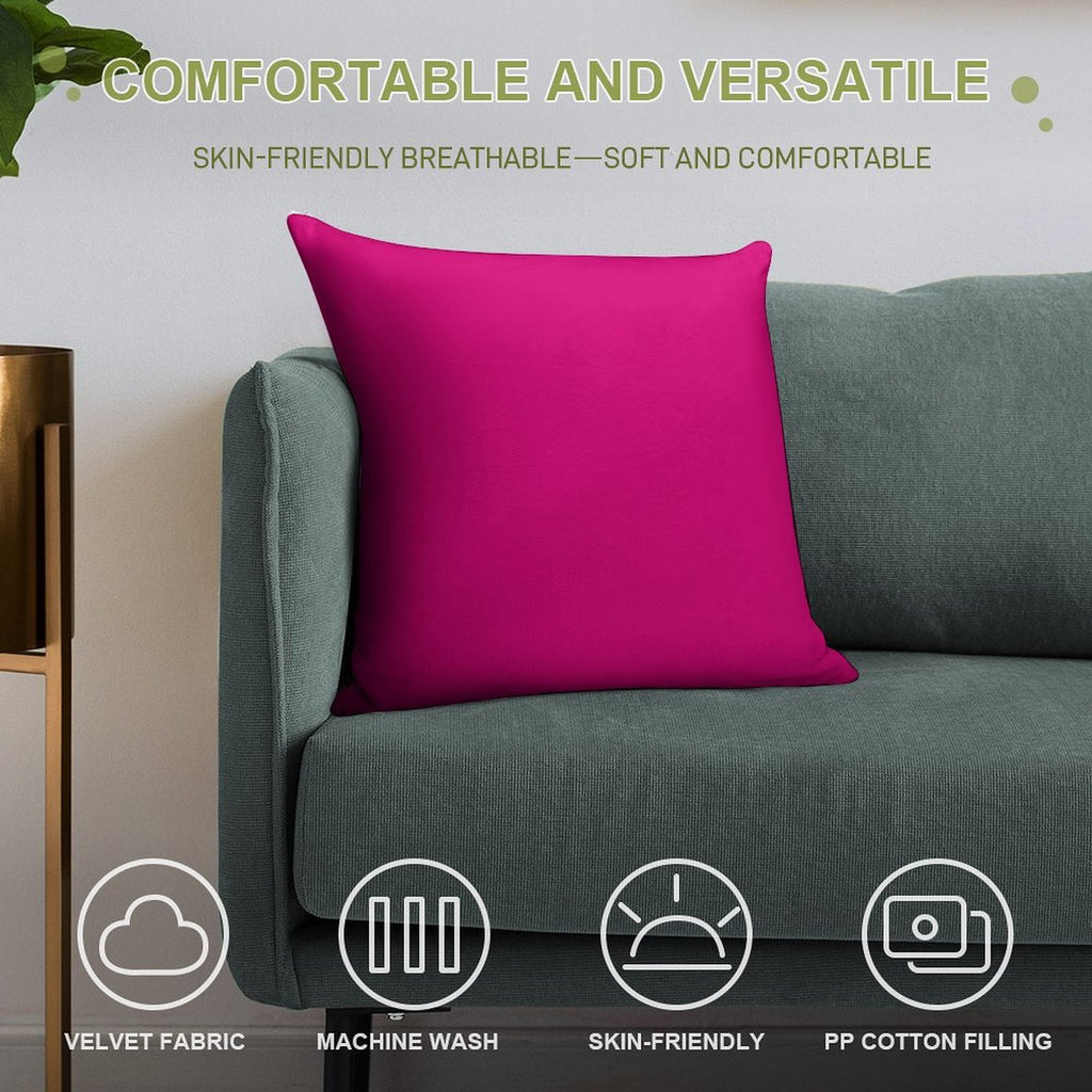 Hot Pink Fuchsia Solid Color Decor Soft Durable Construction Throw Pillow