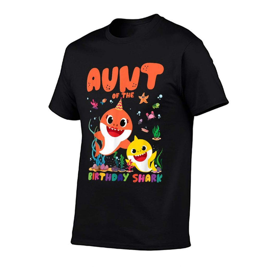 Funny Birthday Boy Girl Aunt Of The Birthday Family Shark  Summer-ready Fabric T-Shirt