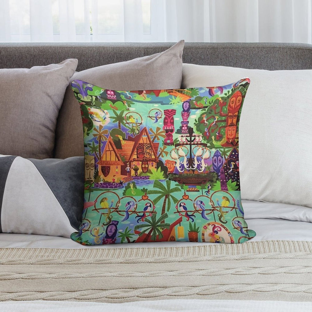 The ORIGINAL Enchanted Tiki Room Collage Soft Durable Construction Throw Pillow