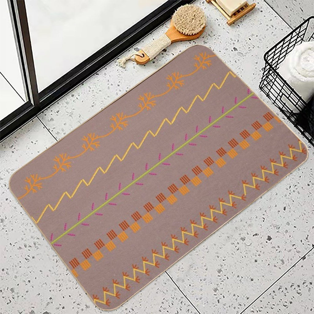 Sewing Stitch Patterns on Textured Fabric Effect Background  Anti-Trip Bath Mat