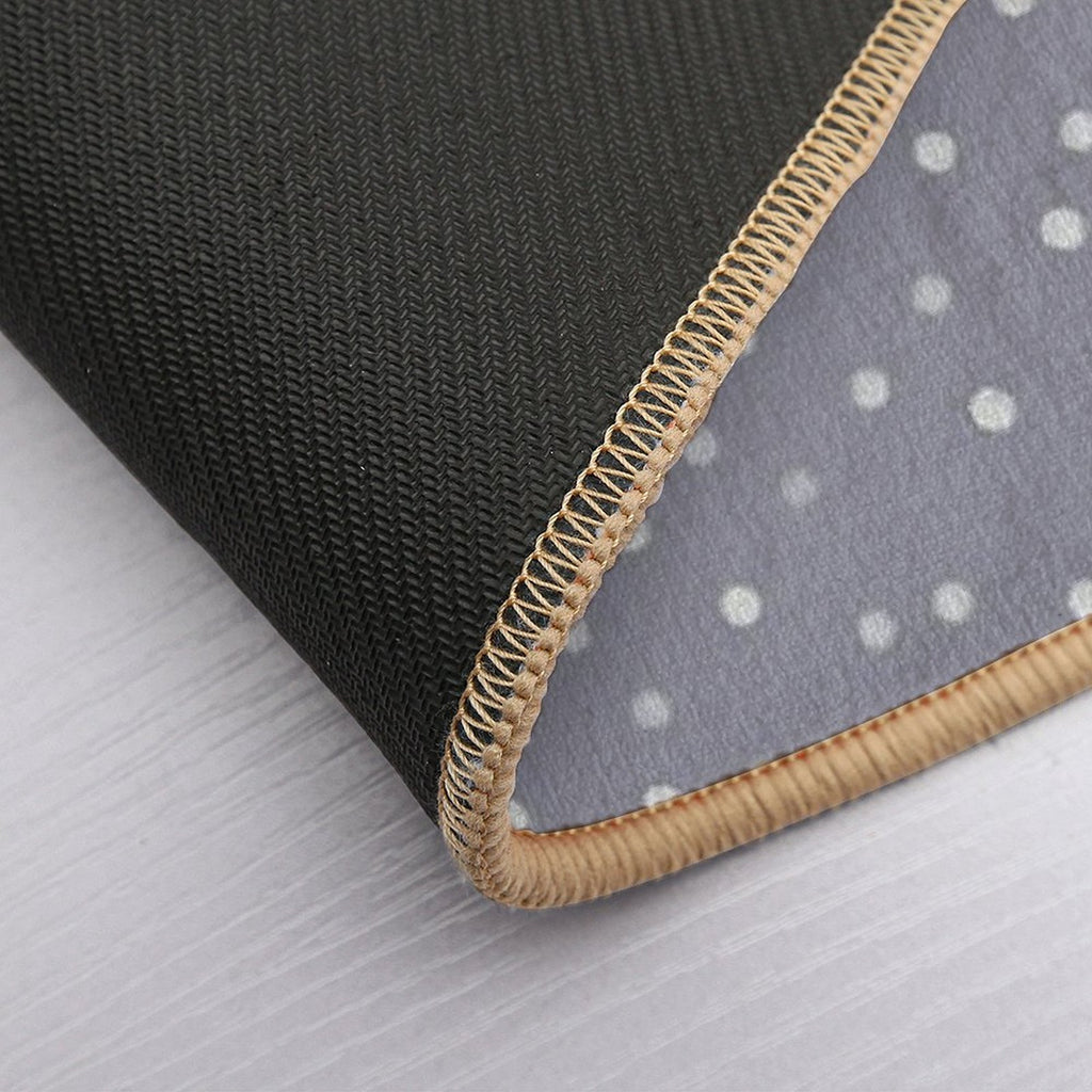 Blue Grey And White Color Polka Dots Design  Non-Slip Bath Mat