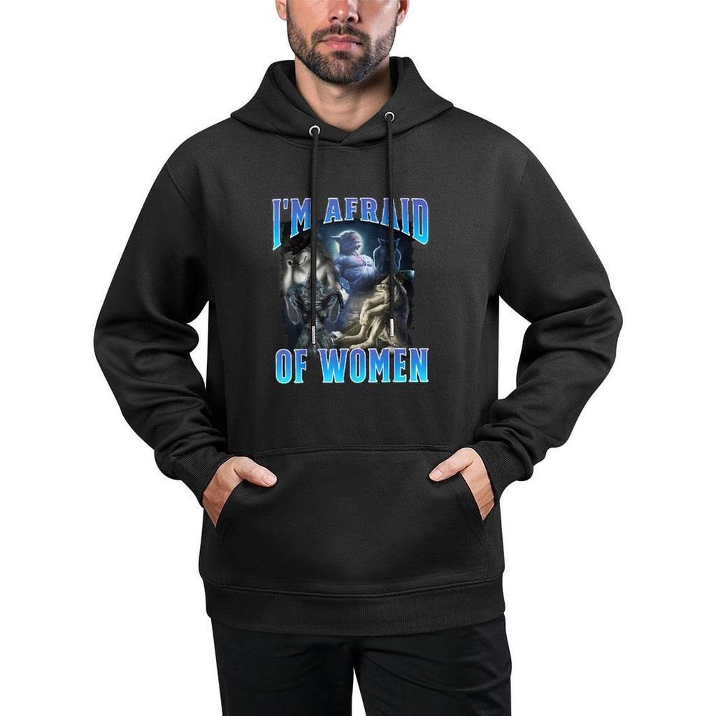 Im Afraid of Women Funny Werewolf Wolf Meme Bootleg Machine Washable Hoodie