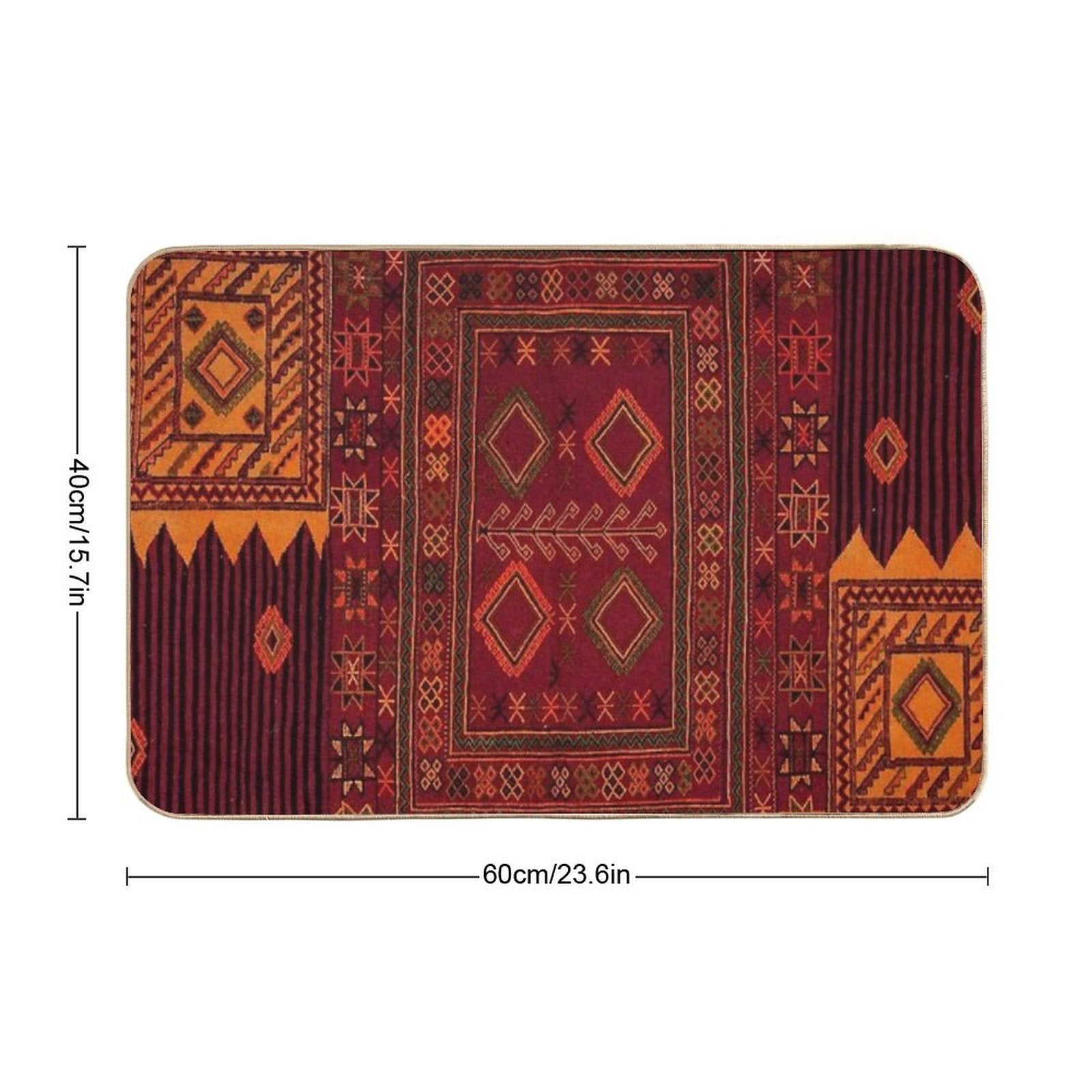 Traditional Moroccan Artwork Design  Slip-Resistant Bath Mat