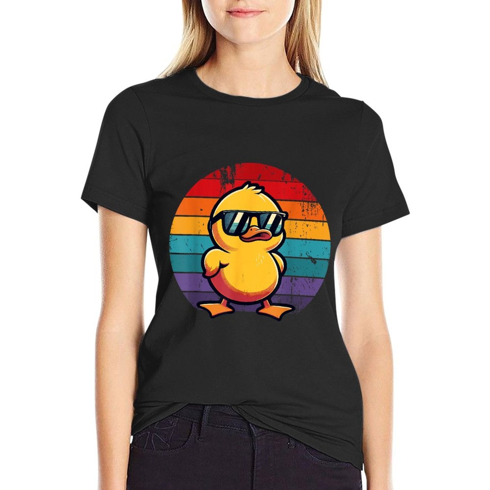 Cool Retro Yellow Duck in Sunglasses 70s 80s 90s Funny Duck  Vintage-inspired T-Shirt