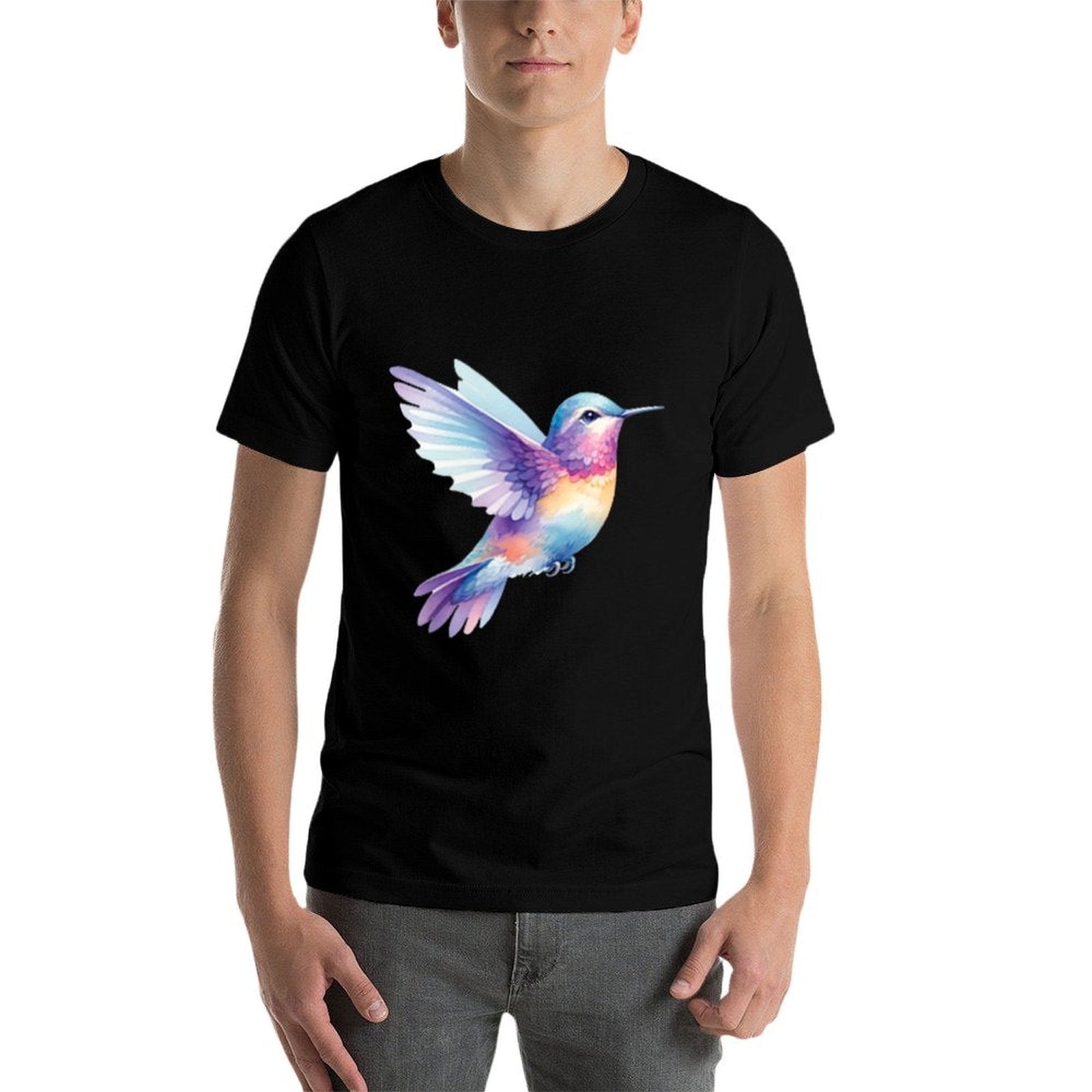 Hummingbird in Pocket - Watercolor Hummingbird  Graphic-printed T-Shirt