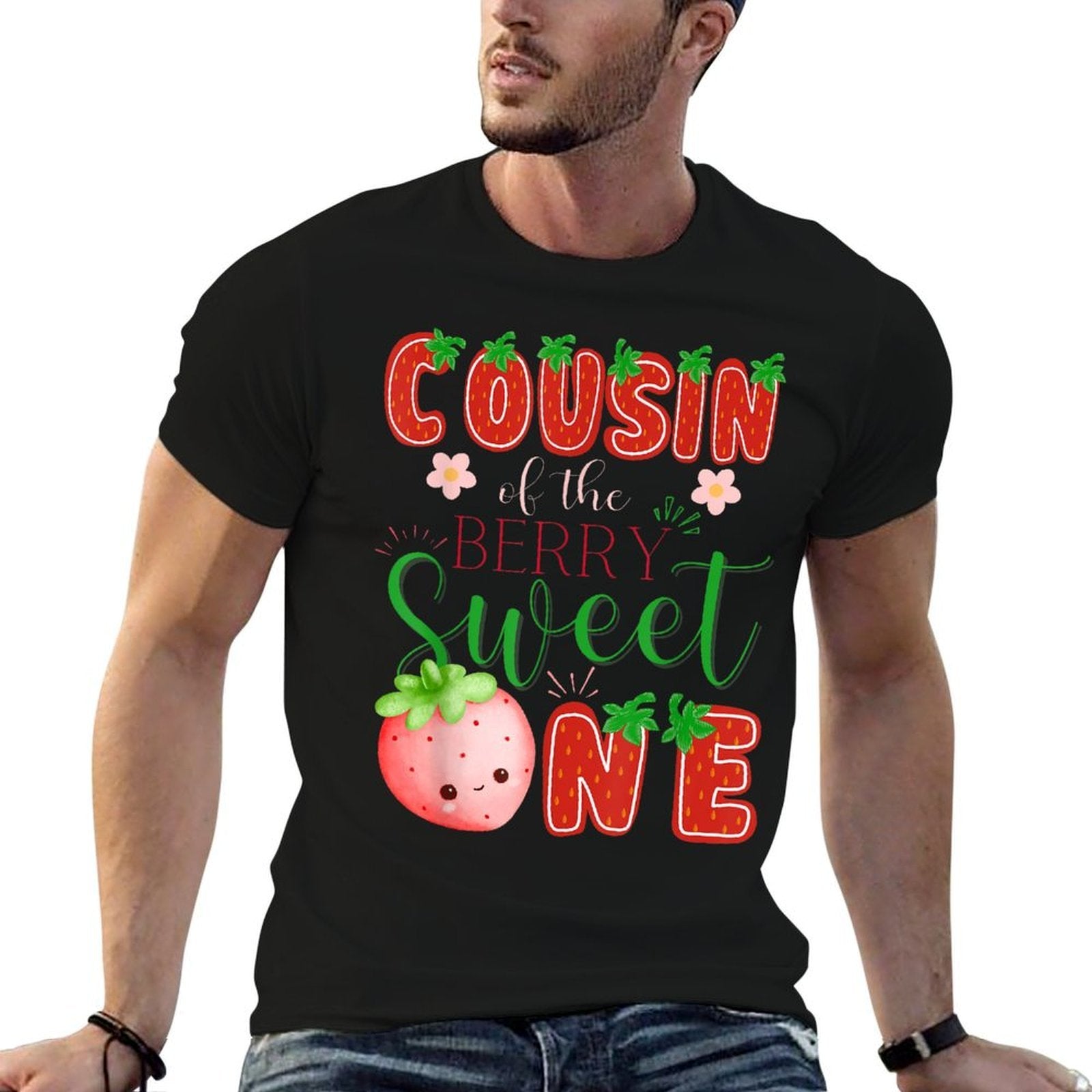 Cousin Of The Berry Sweet One 1St Birthday Strawberry  Tagless Design T-Shirt